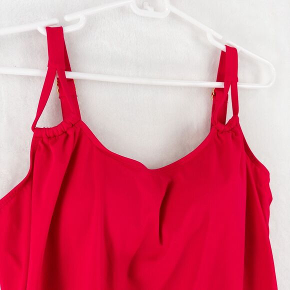 Swimsuits For All Pink Blouson Tankini Swim Top Sz 10 Shelf Bra Geometric Hem - Picture 2 of 8